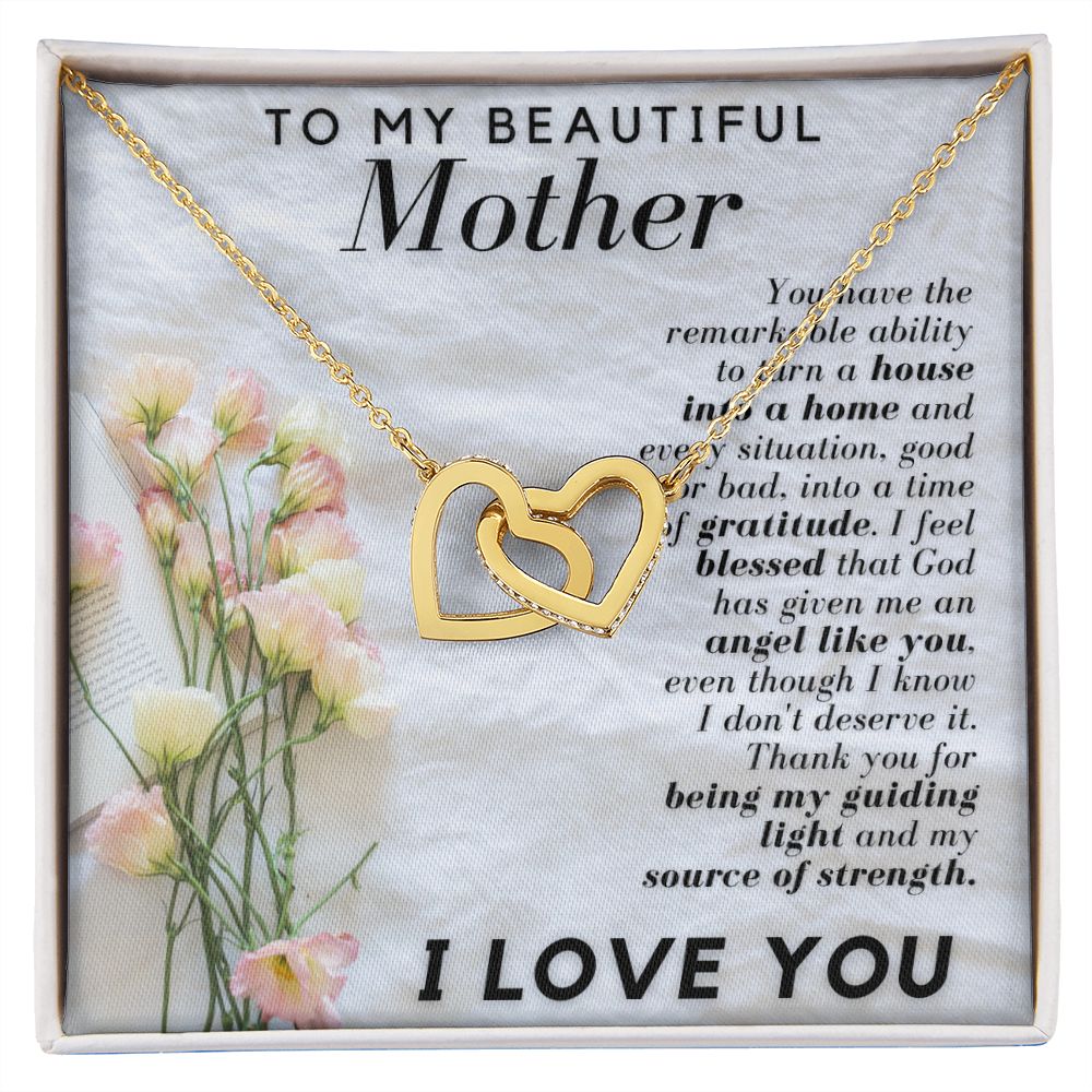 CARDWELRYJewelryTo My Beautiful Mother Inter Locking Heart CardWelry Gift