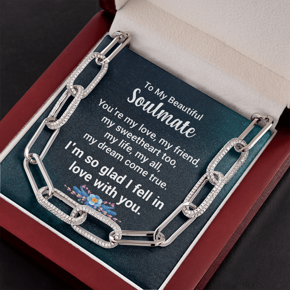 CardWelry To My Beautiful Soulmate Forever Linked Necklace Jewelry 14K White Gold Finish