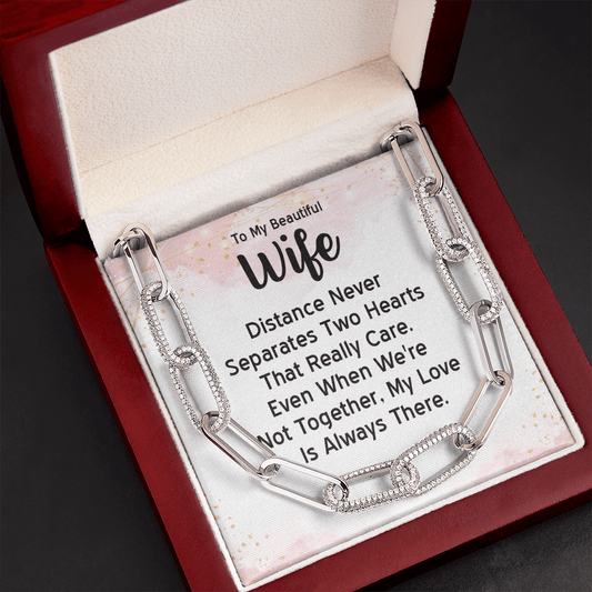 CardWelry To My Beautiful Wife Forever Linked Necklace Jewelry 14K White Gold Finish