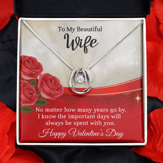 CardWelry To My Beautiful Wife, Happy Valentine's Pendant Necklace Message Card Jewelry