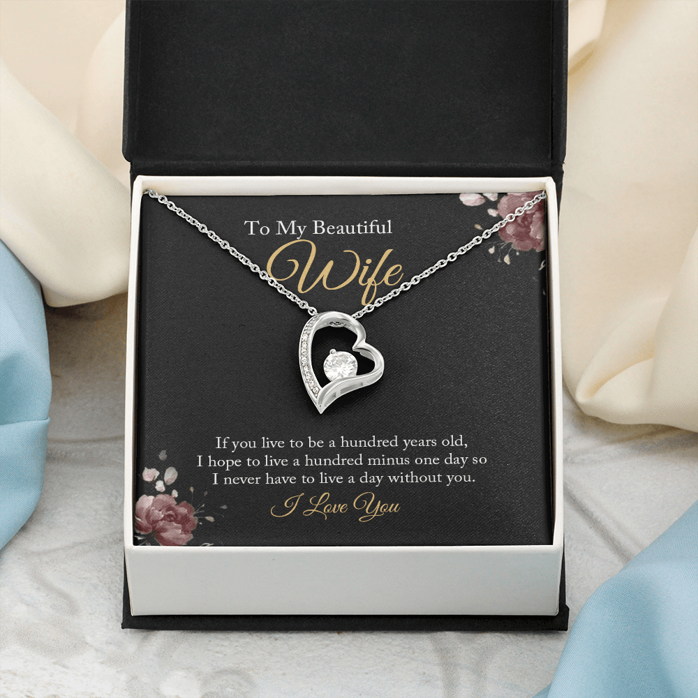 CardWelry To my Beautiful Wife Necklace form Husband, Anniversary gifts for Her, Husband gift to Wife Birthday Jewelry