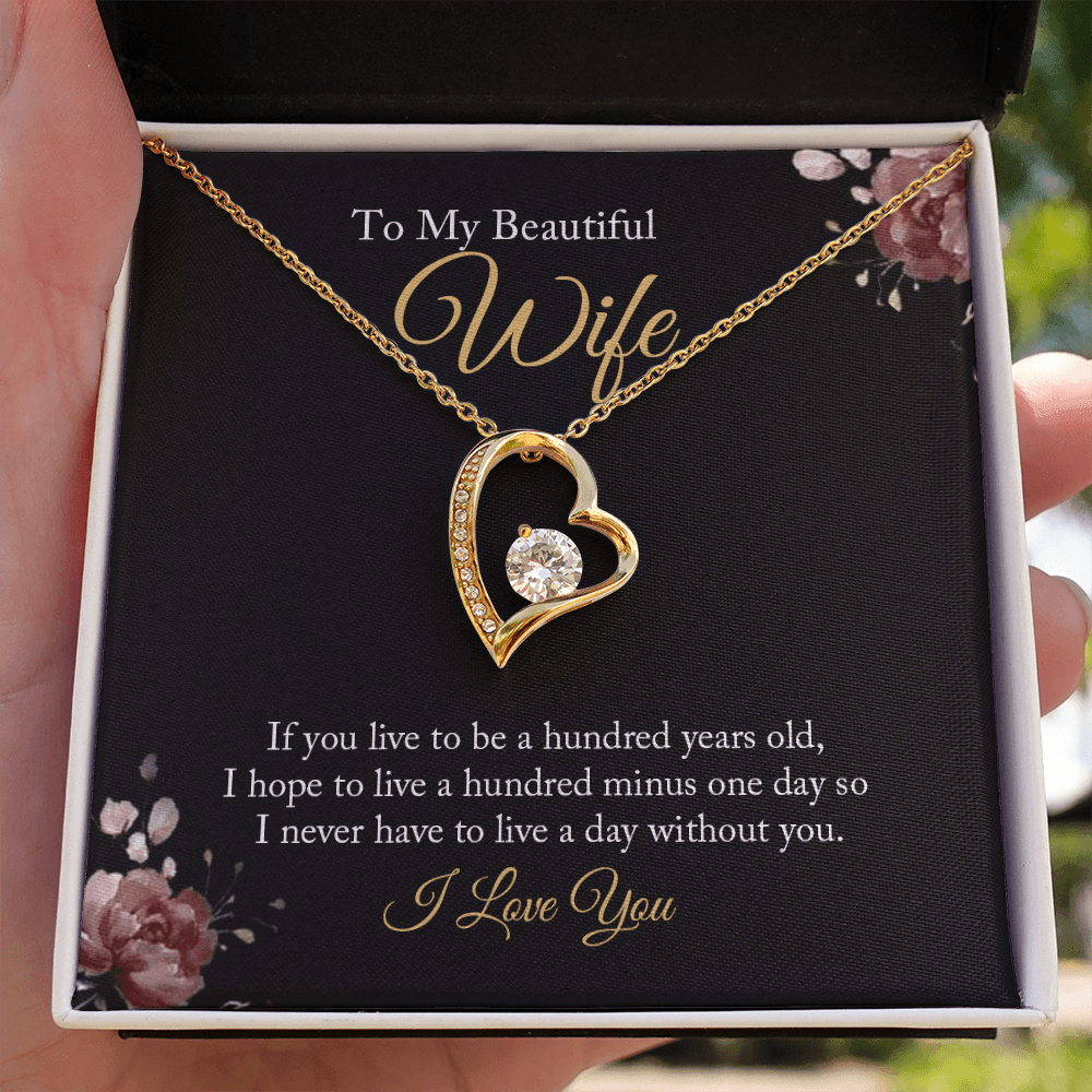 CardWelry To my Beautiful Wife Necklace form Husband, Anniversary gifts for Her, Husband gift to Wife Birthday Jewelry