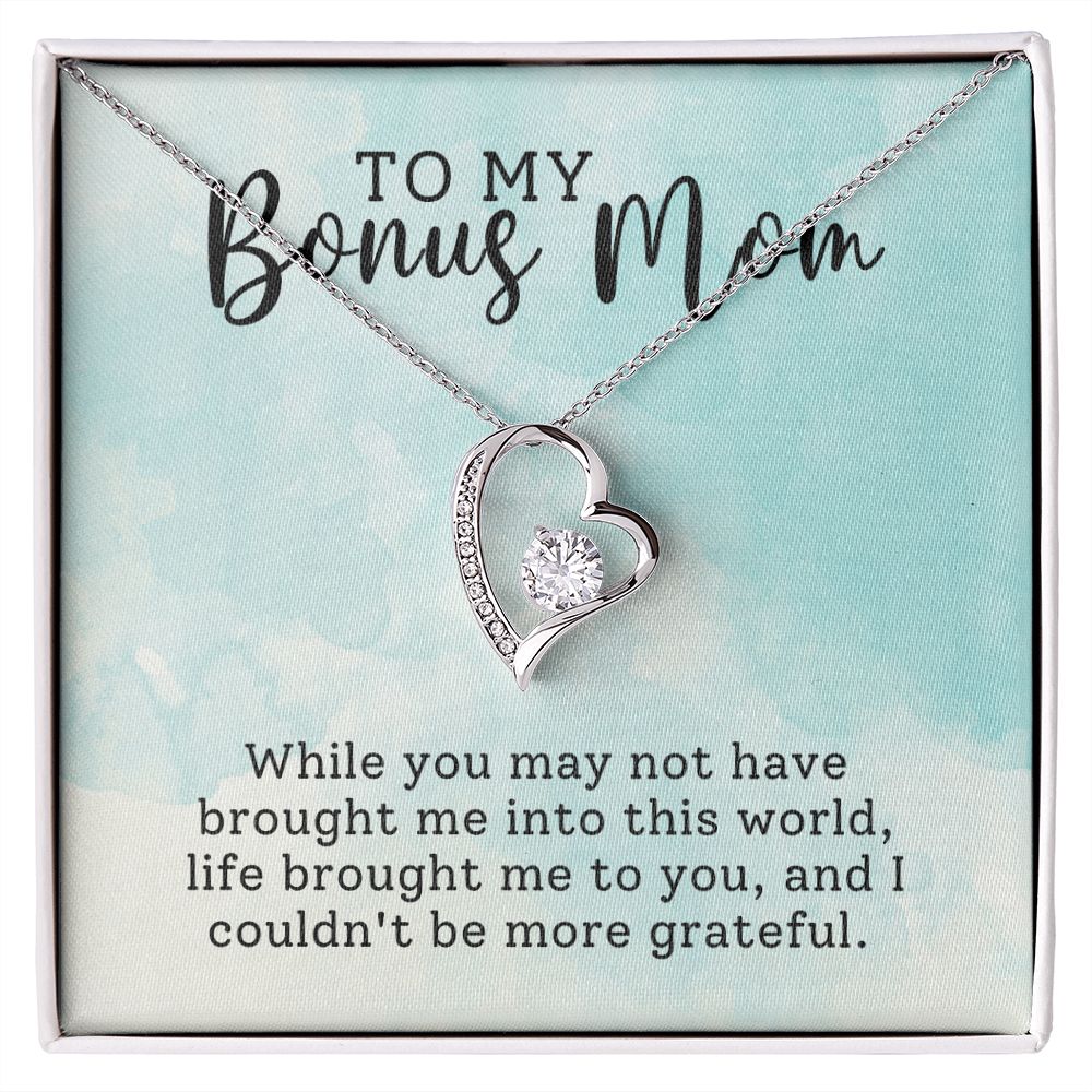 CARDWELRYJewelryTo My Bonus Mom, I Couldn't Be More Grateful, Forever Love Necklace