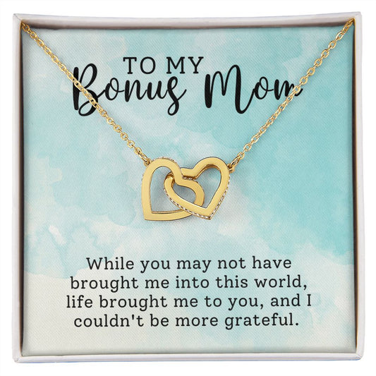 CARDWELRYJewelryTo My Bonus Mom, I Couldn't Be More Grateful Inter Locking Heart CardWelry Gift