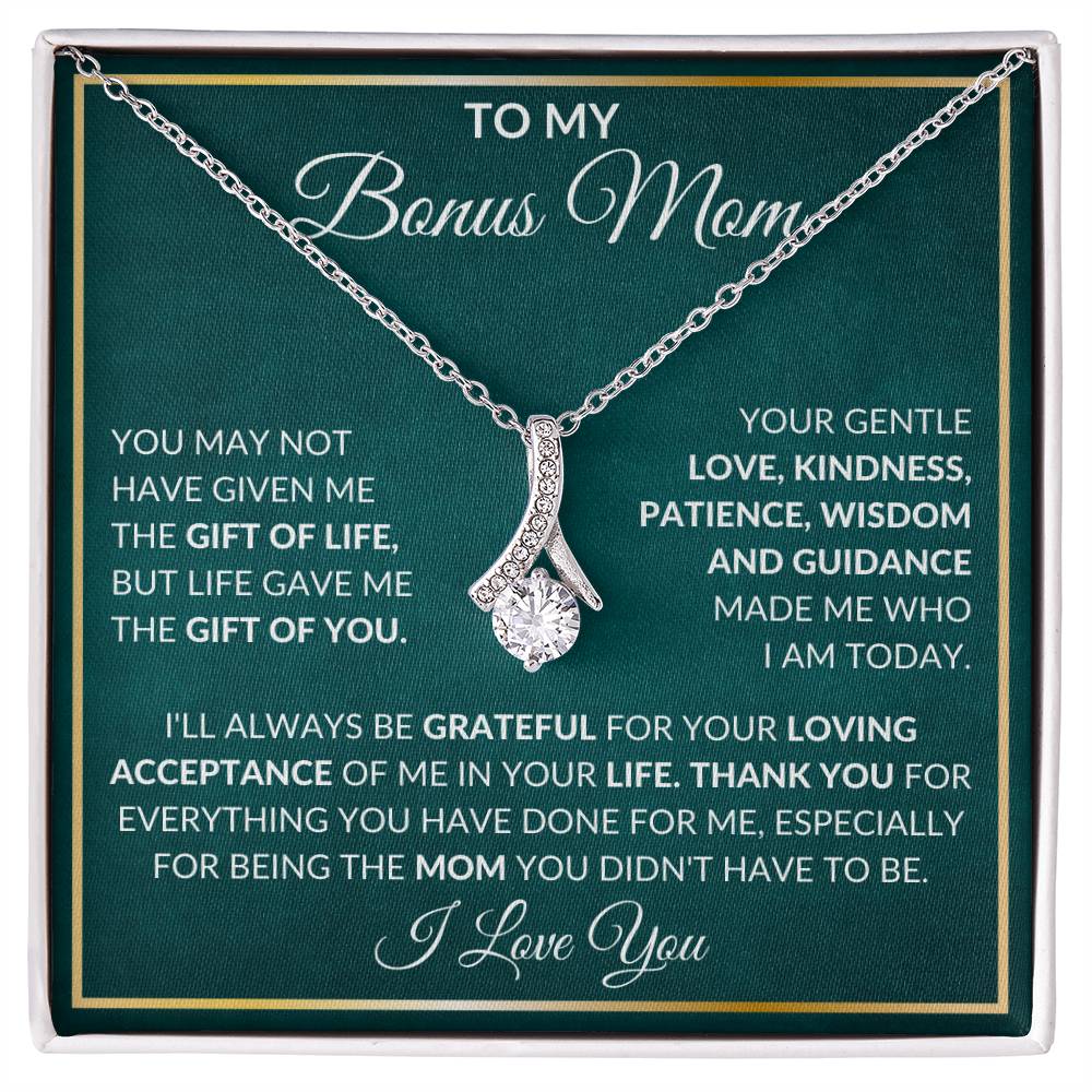 CARDWELRYJewelryTo My Bonus Mom, Life Give Me The Gift Of You Alluring Beauty CardWelry Gift