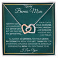 CARDWELRYJewelryTo My Bonus Mom, Life Give Me The Gift Of You Inter Locking Heart CardWelry Gift