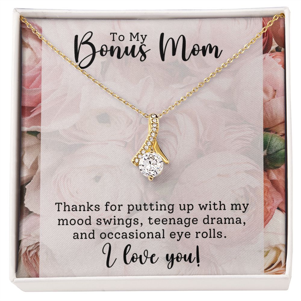 CARDWELRYJewelryTo My Bonus Mom, Thanks for Putting Up Alluring Beauty CardWelry Gift