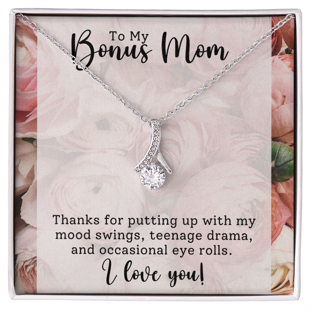 CARDWELRYJewelryTo My Bonus Mom, Thanks for Putting Up Alluring Beauty CardWelry Gift