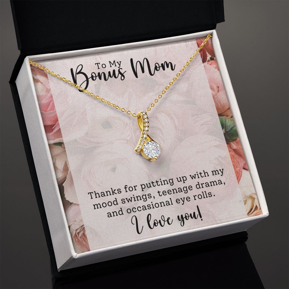 CARDWELRYJewelryTo My Bonus Mom, Thanks for Putting Up Alluring Beauty CardWelry Gift