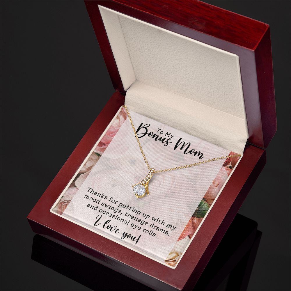 CARDWELRYJewelryTo My Bonus Mom, Thanks for Putting Up Alluring Beauty CardWelry Gift