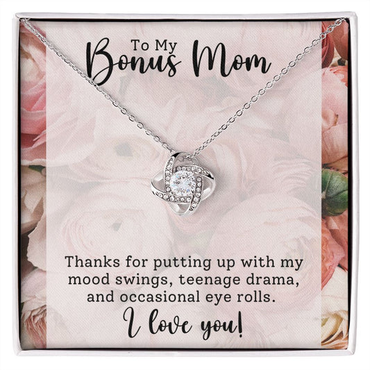 CARDWELRYJewelryTo My Bonus Mom, Thanks for Putting Up Love Knot CardWelry Gift