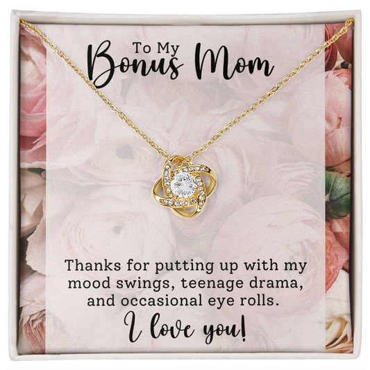 CARDWELRYJewelryTo My Bonus Mom, Thanks for Putting Up Love Knot CardWelry Gift