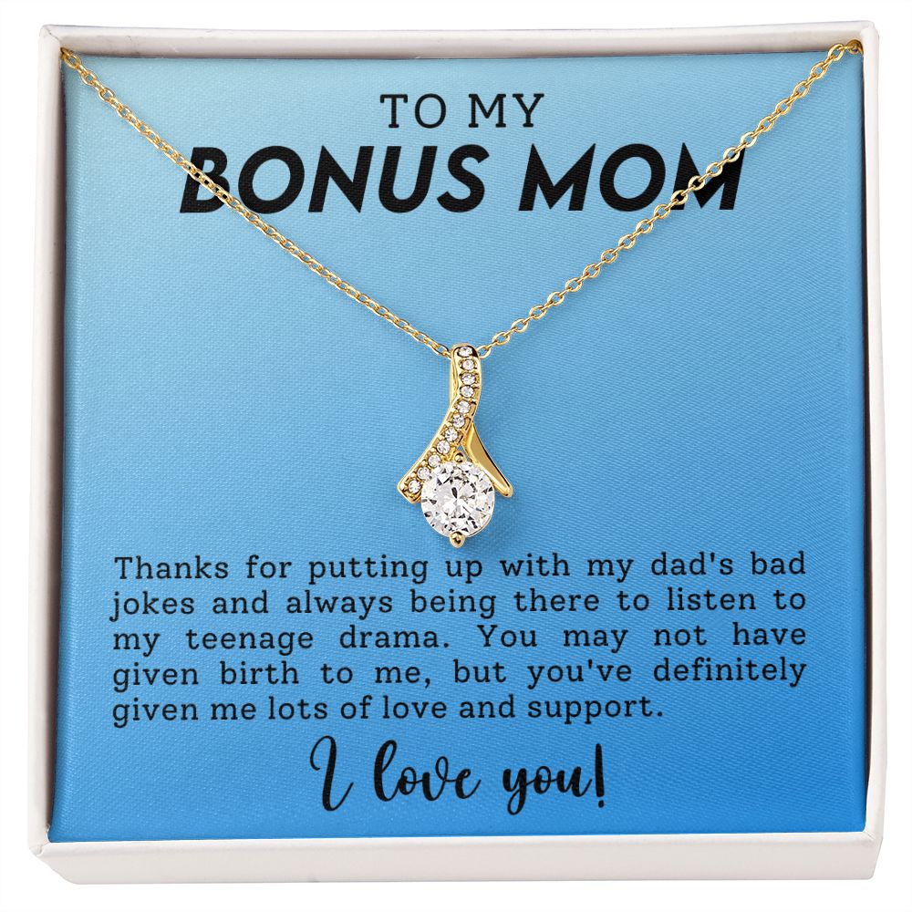 CARDWELRYJewelryTo My Bonus Mom, Thanks for Putting Up With My Dad Alluring Beauty CardWelry Gift