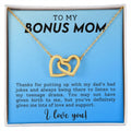 CARDWELRYJewelryTo My Bonus Mom, Thanks for Putting Up With My Dad Inter Locking Heart CardWelry Gift