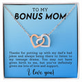 CARDWELRYJewelryTo My Bonus Mom, Thanks for Putting Up With My Dad Inter Locking Heart CardWelry Gift