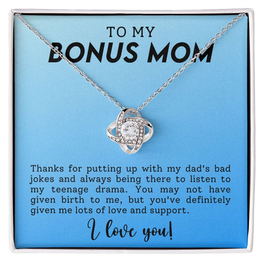 CARDWELRYJewelryTo My Bonus Mom, Thanks for Putting Up With My Dad Love Knot CardWelry Gift