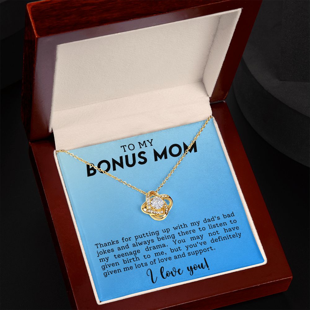 CARDWELRYJewelryTo My Bonus Mom, Thanks for Putting Up With My Dad Love Knot CardWelry Gift