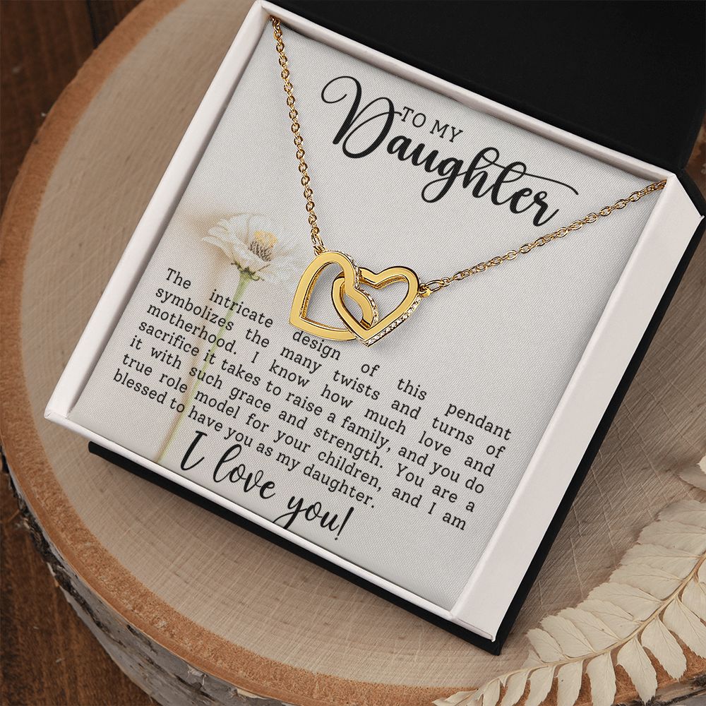 CARDWELRYJewelryTo My Daighter, I Am Blessed To Have You Inter Locking Heart CardWelry Gift