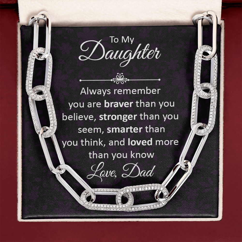 CardWelry To My Daughter, Always Remember, Forever Linked Necklace Jewelry