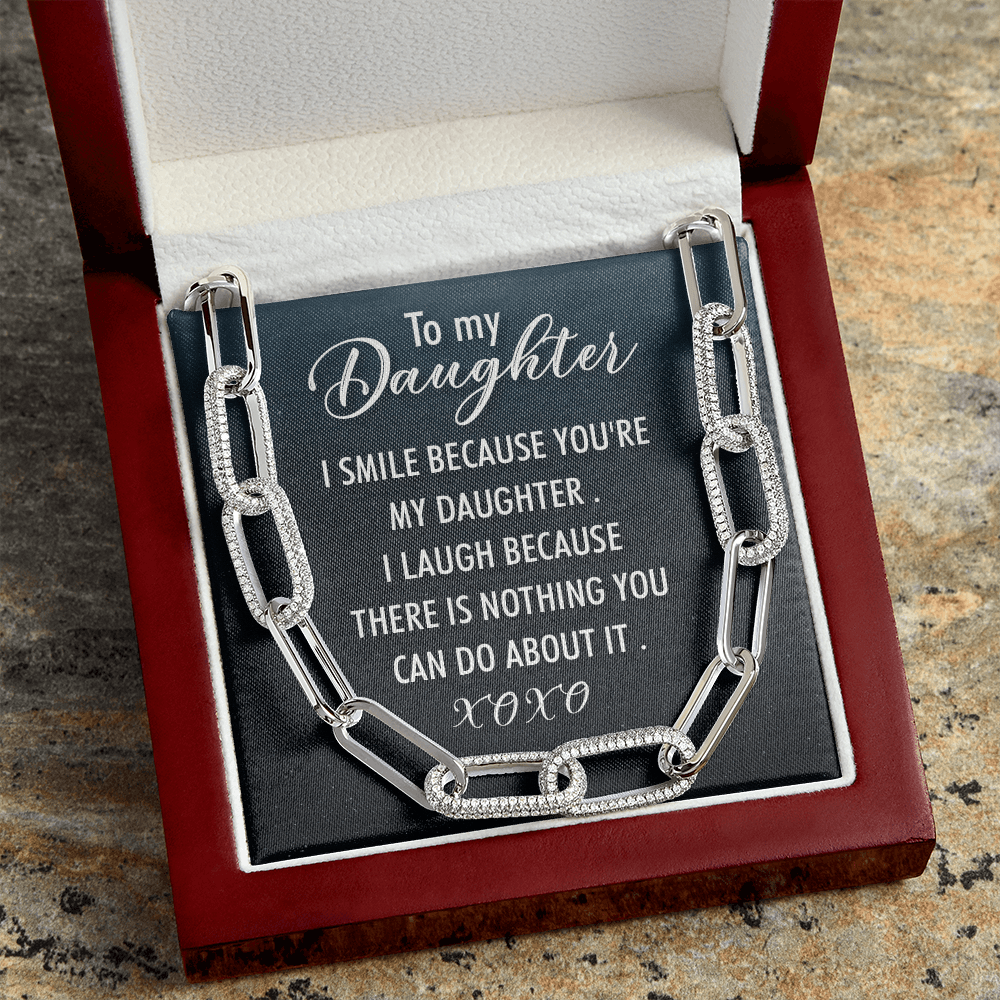 CardWelry To My Daughter. I smile Because You're My Daughter, Forever Linked Necklace Jewelry