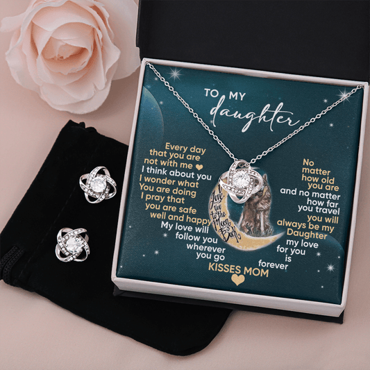 CardWelry To My Daughter - I think about you - Earring & Necklace Gift Set for Daughter from Mom Jewelry