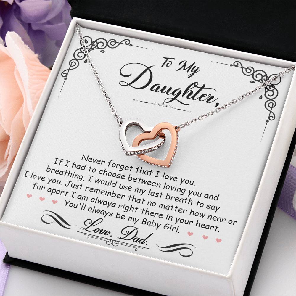 CARDWELRYJewelryTo My Daughter, I'm Always Right Here In Your Heart - Interlocking Hearts Necklace