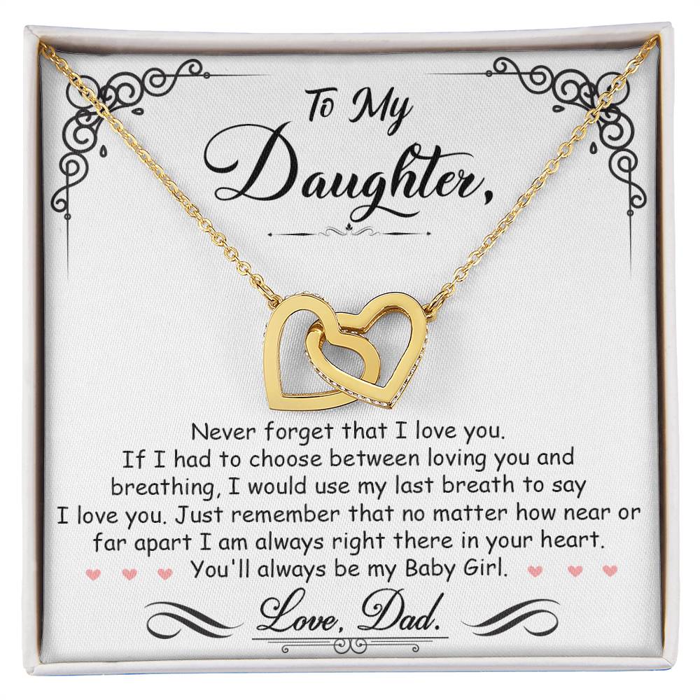 CARDWELRYJewelryTo My Daughter, I'm Always Right Here In Your Heart - Interlocking Hearts Necklace