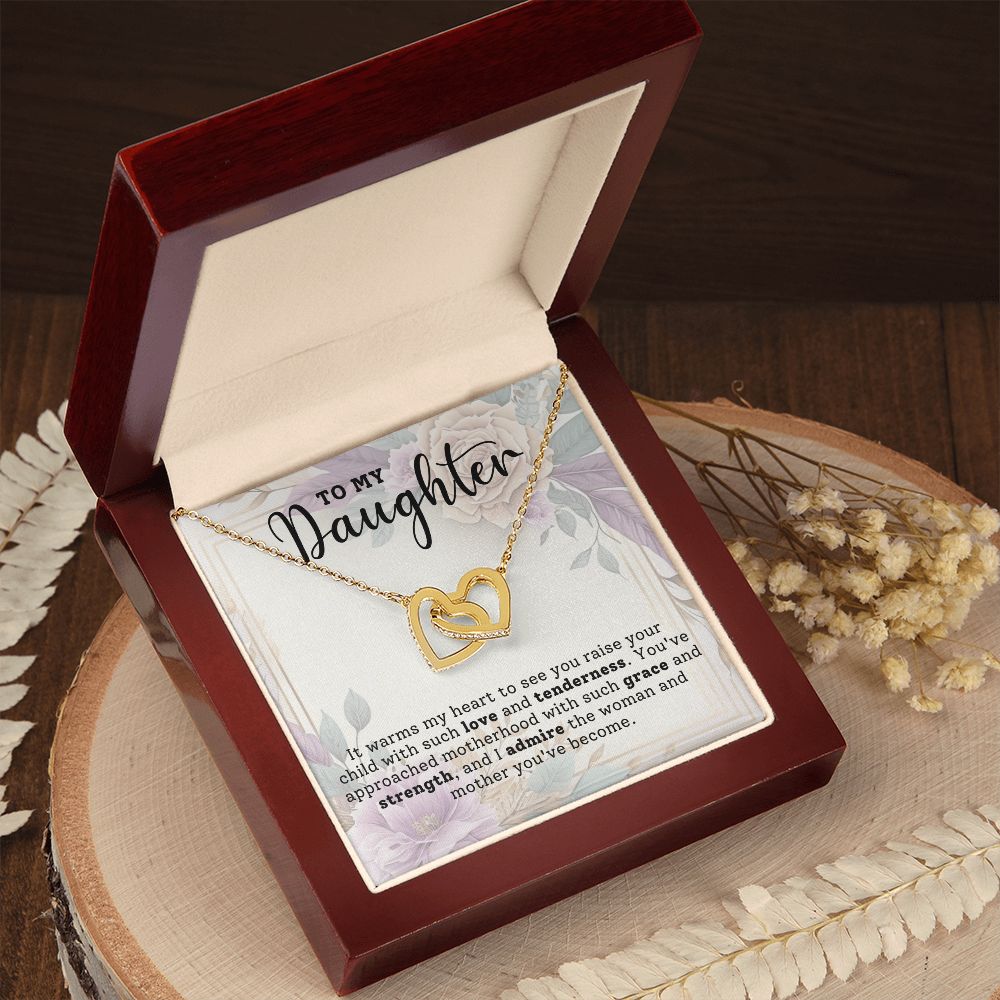 CARDWELRYJewelryTo My Daughter, It Warms My Heart Inter Locking Heart CardWelry Gift