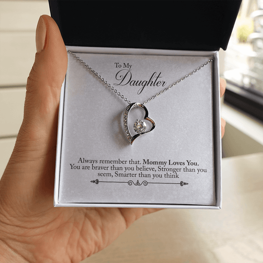 CardWelry To My Daughter Love Necklace Gift from Mom, Always remember Mommy Loves You, Necklace for Daughter Gift from Mommy Jewelry