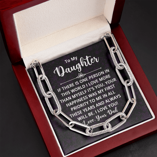 CardWelry To My Daughter. Love your Dad Forever Linked Necklace Jewelry 14K White Gold Finish