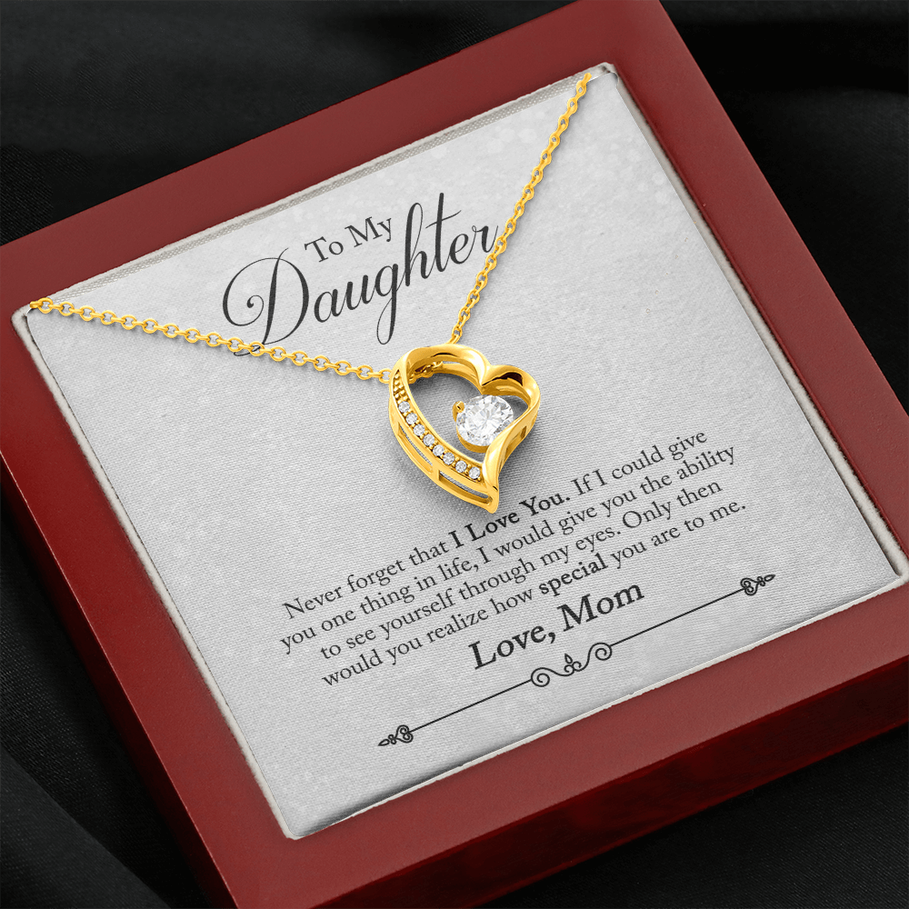 CardWelry To My Daughter Necklace Gift from Mom, Never forget that I Love You Necklace for Daughter Gift from Mom Jewelry