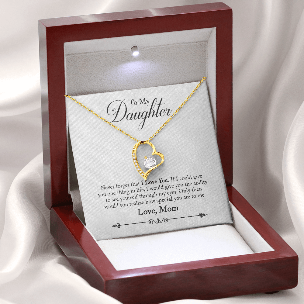 CardWelry To My Daughter Necklace Gift from Mom, Never forget that I Love You Necklace for Daughter Gift from Mom Jewelry