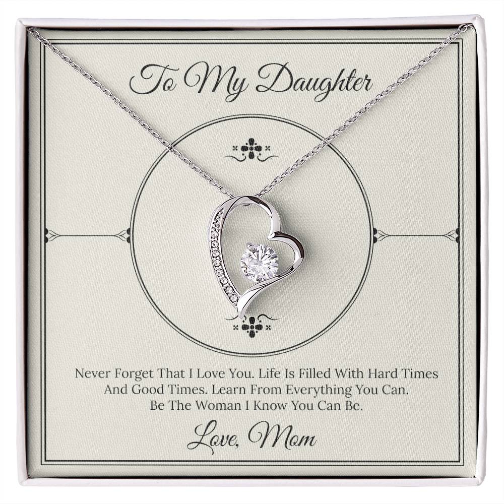 CARDWELRYJewelryTo My Daughter Nver Forget That I Love you White Gold Forever Love Necklace