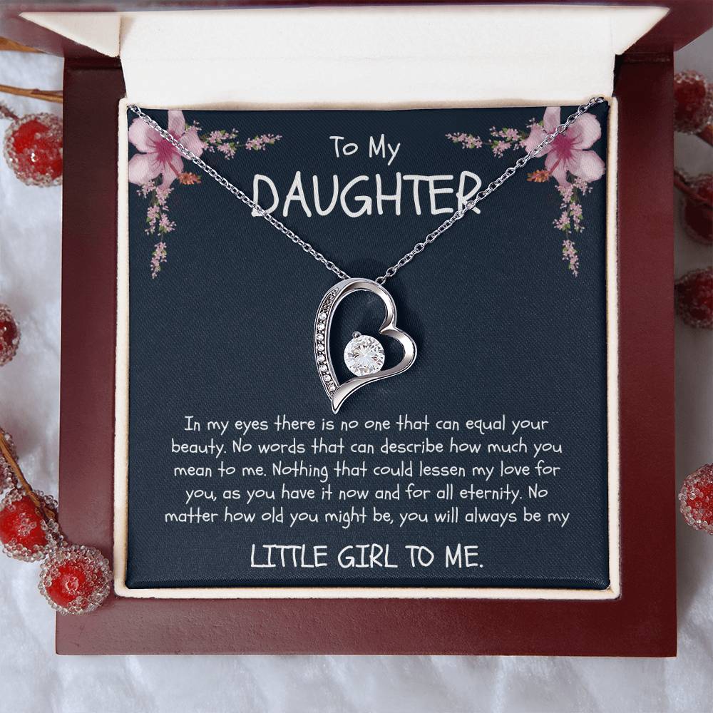 CARDWELRYJewelryTo My Daughter, You Will Always be my Little Girl White Gold Forever Love Necklace