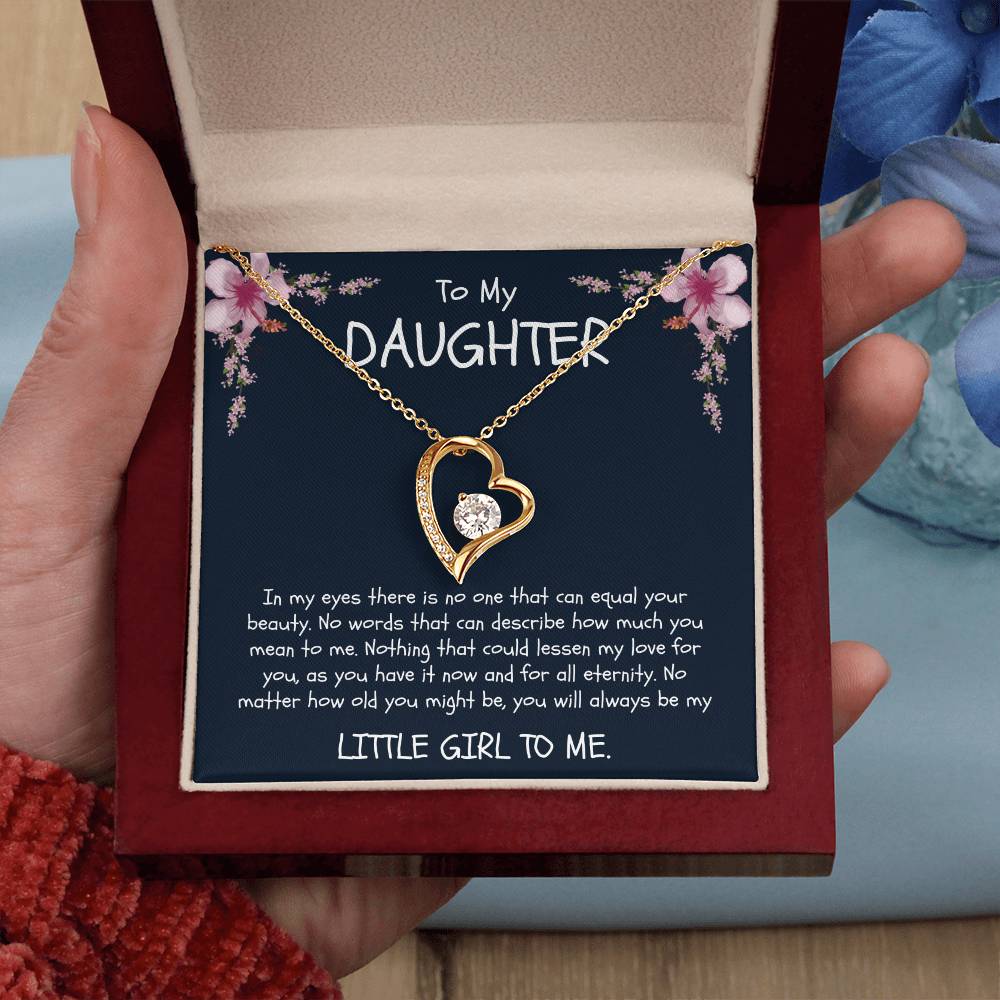 CARDWELRYJewelryTo My Daughter, You Will Always be my Little Girl White Gold Forever Love Necklace