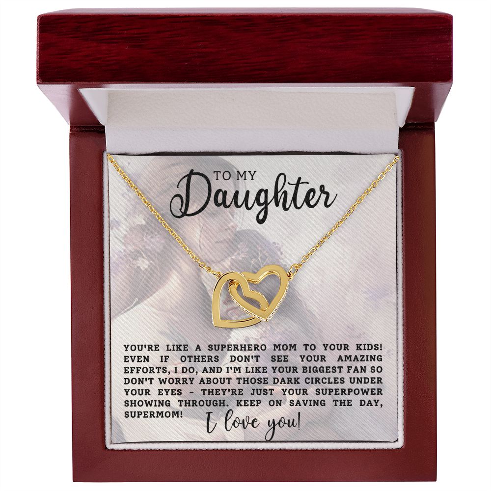 CARDWELRYJewelryTo My Daughter, You're Like A Superhero Inter Locking Heart CardWelry Gift