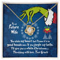 CardWelry To My Future Wife Necklace Gift Funny Grinch You Stole My Heart Christmas Card Gift for Fiancé Jewelry 18K Yellow Gold Finish Standard Box