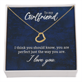 CardWelry To My Girlfriend Necklace, I think you should know..., Delicate Heart Necklace Gift to Girlfriend Jewelry 18k Yellow Gold Finish Standard Box
