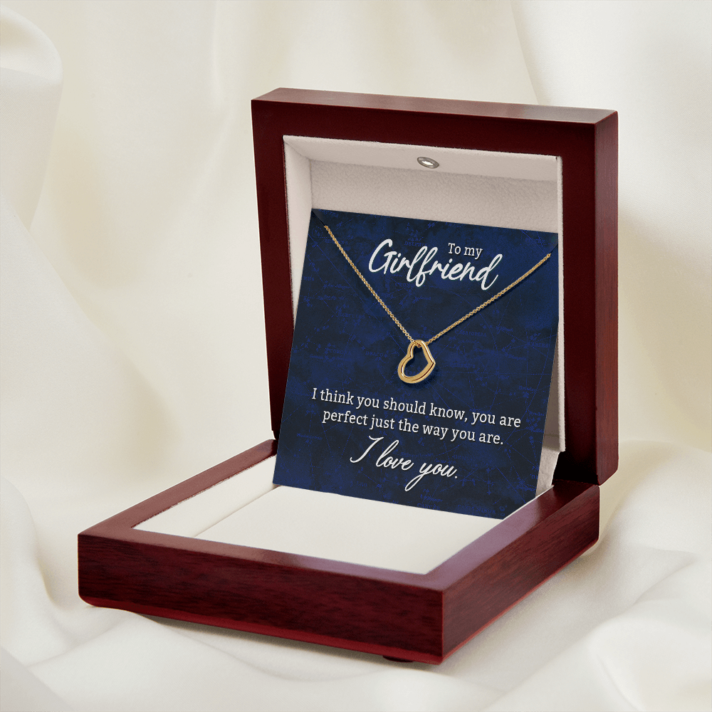 CardWelry To My Girlfriend Necklace, I think you should know..., Delicate Heart Necklace Gift to Girlfriend Jewelry 18k Yellow Gold Finish Luxury Box