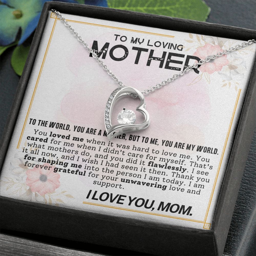 CARDWELRYJewelryTo My Loving Mother, White Gold Forever Love CardWelry Necklace