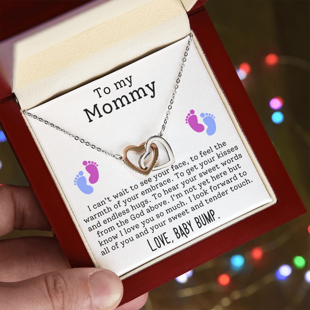 CARDWELRYJewelryTo My Mommy, I can't Wait to See Your Face Inter Locking Heart CardWelry Gift