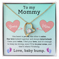 CARDWELRYJewelryTo My Mommy, Love Baby Bump, White Gold Forever Love CardWelry Necklace