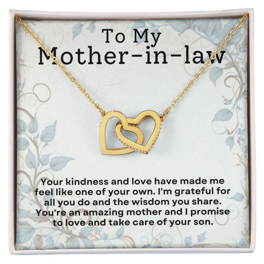 CARDWELRYJewelryTo My Mother-In-Law, for your Kindness and Love Inter Locking Heart CardWelry Gift