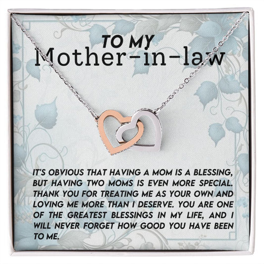 CARDWELRYJewelryTo My Mother-In-Law, I will Never Forget Inter Locking Heart CardWelry Gift