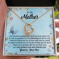 CardWelry To My Mother, You Are The Sweetest Gift God Has Ever Given Me, Love Always, Your Son Forever Love Necklace Jewelry 18k Yellow Gold Finish Standard Box