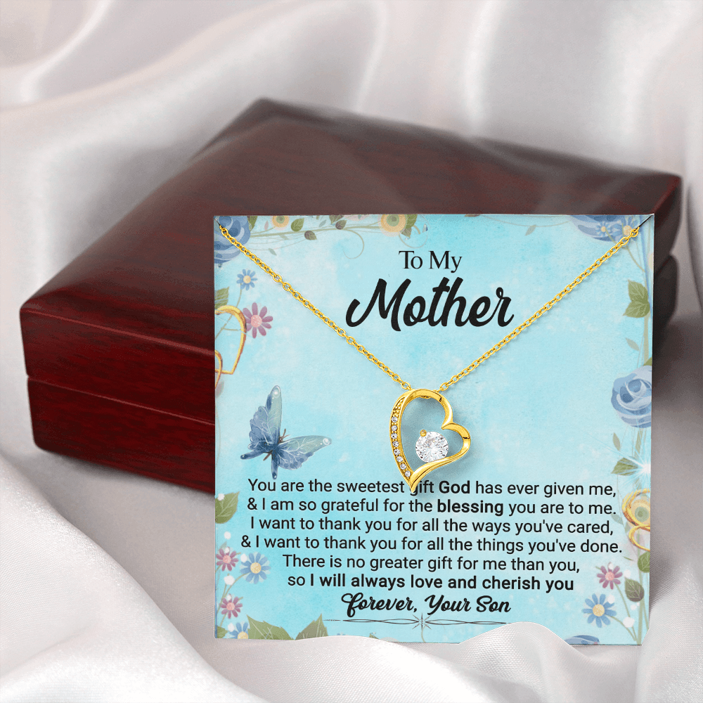 CardWelry To My Mother, You Are The Sweetest Gift God Has Ever Given Me, Love Always, Your Son Forever Love Necklace Jewelry