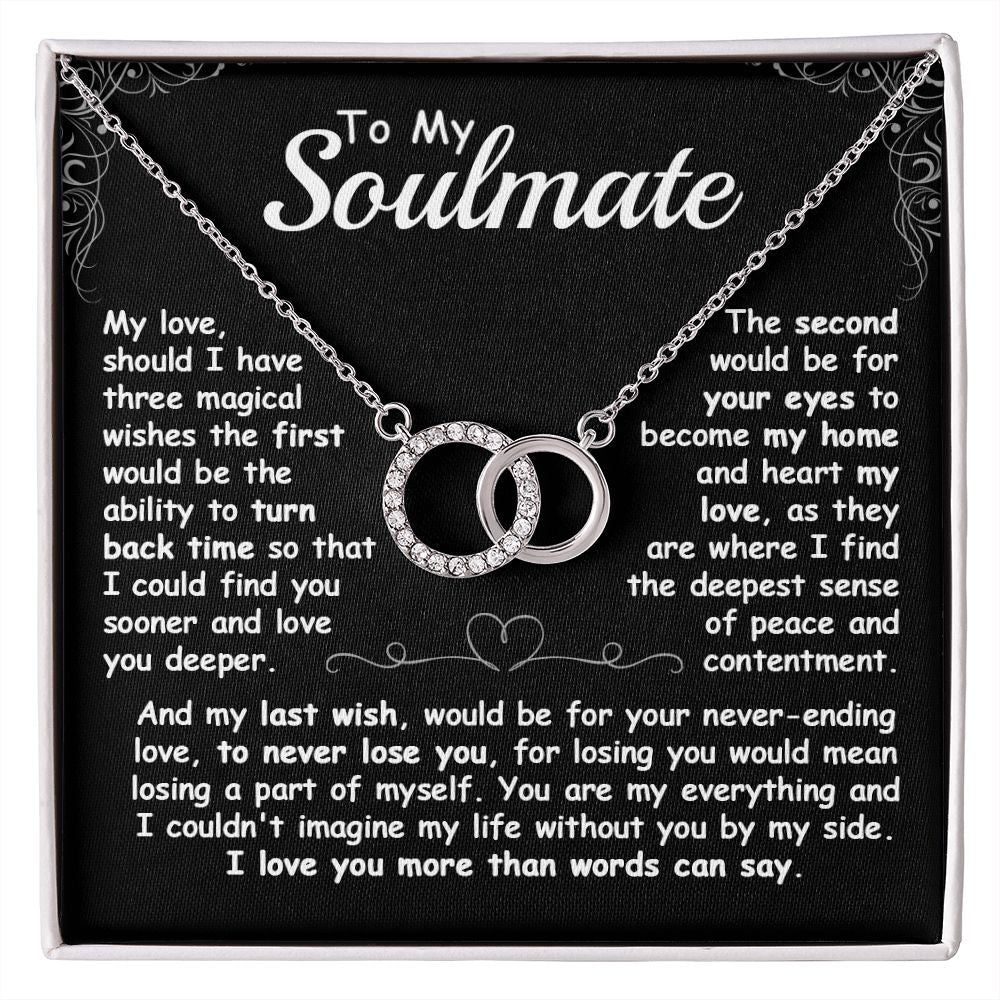 CardWelry To My Soulmate, If I Have Three Magical Wishes The Perfect Pair Necklace Gift for her Jewelry Two Tone Box