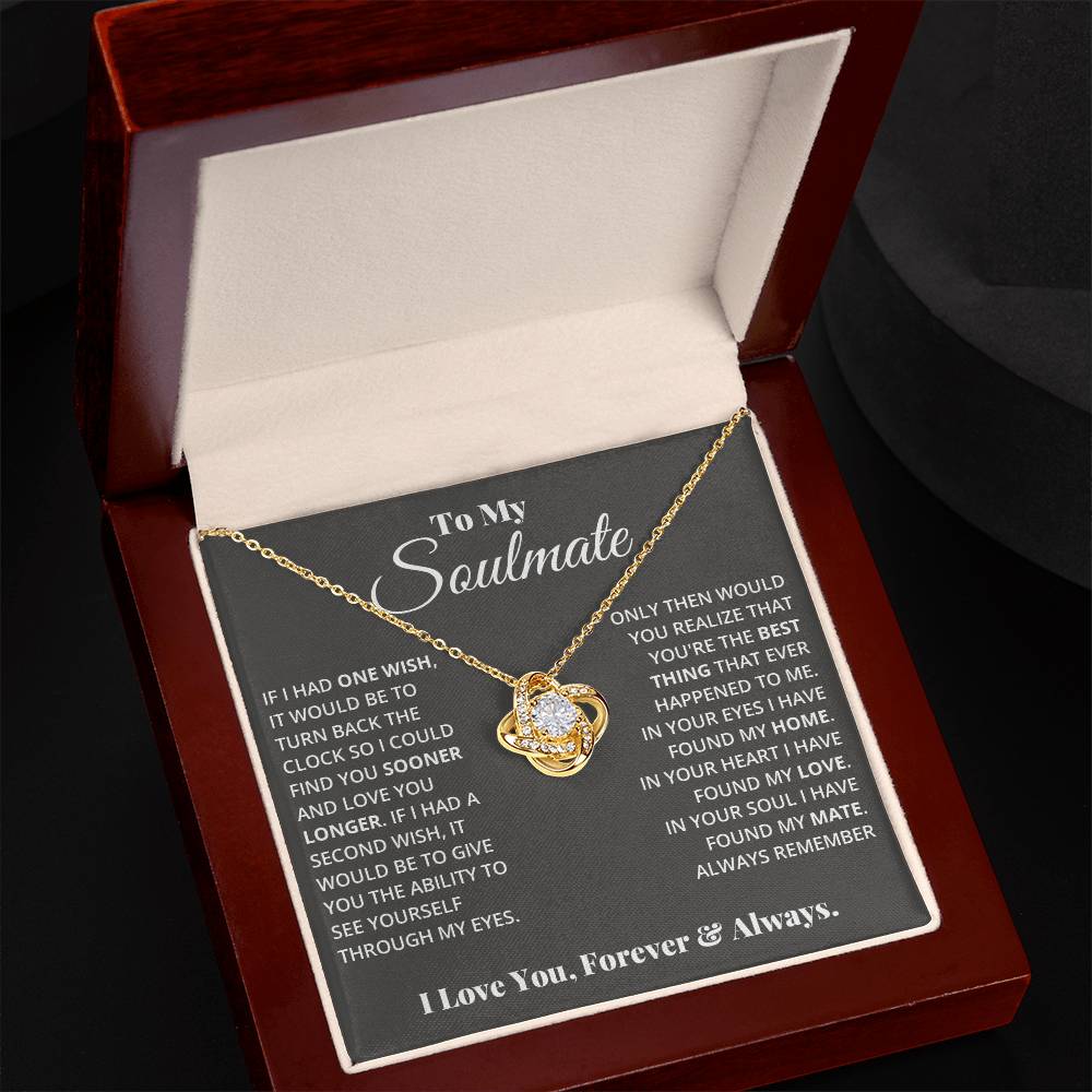 CARDWELRYJewelryTo My Soulmate, In Your Heart I Found My Love Love Knot Necklace Gift