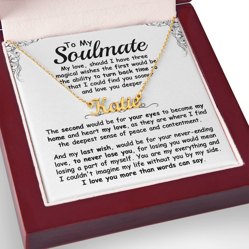 CardWelry To My Soulmate Name Necklace, Should I have Three Magical Wishes, Romantic Gift for Soulmate Jewelry