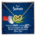 CardWelry To My Soulmate Necklace, Funny Grinch I Stole Your Heart Christmas Card Jewelry 18K Yellow Gold Finish Standard Box